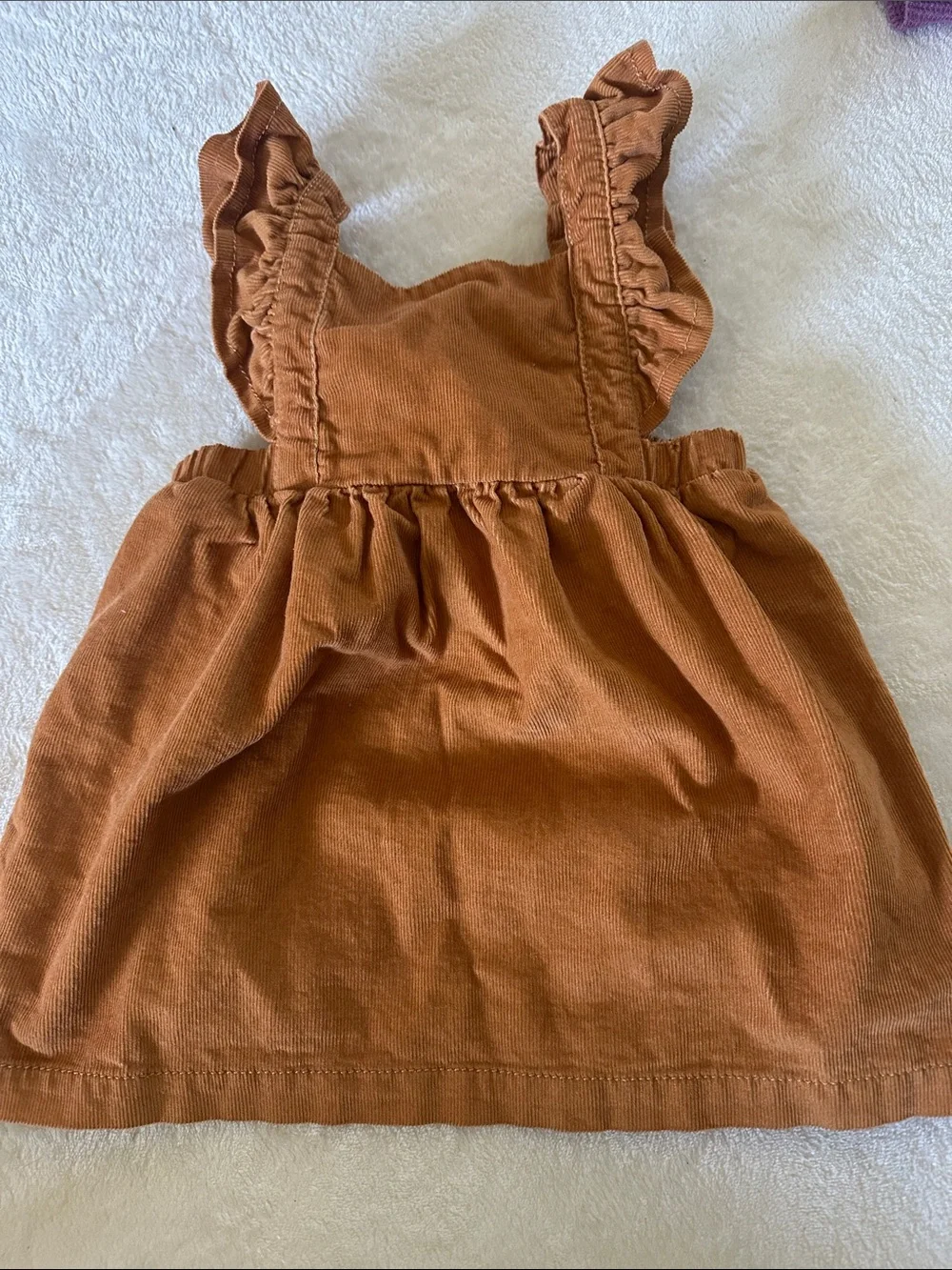 Carter's Rust Brown Corduroy Ruffle Dress with White Floral Long Sleeve Onesie